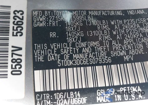 2014 Toyota Sienna Xle 7 Passenger из США, поврежденный, VIN 5TDDK3DC6ES079356